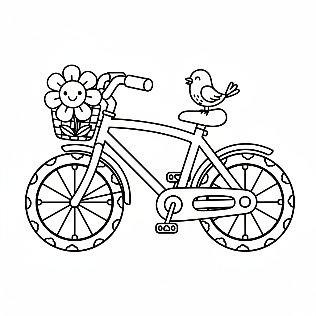 Bicycle coloring page for everyone - Realistic style