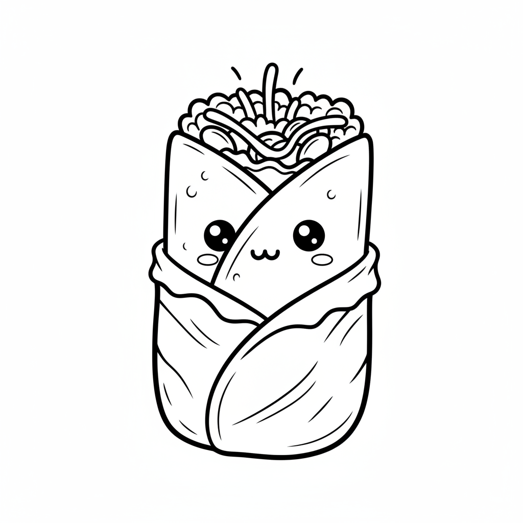 Burrito coloring page for everyone - Realistic style