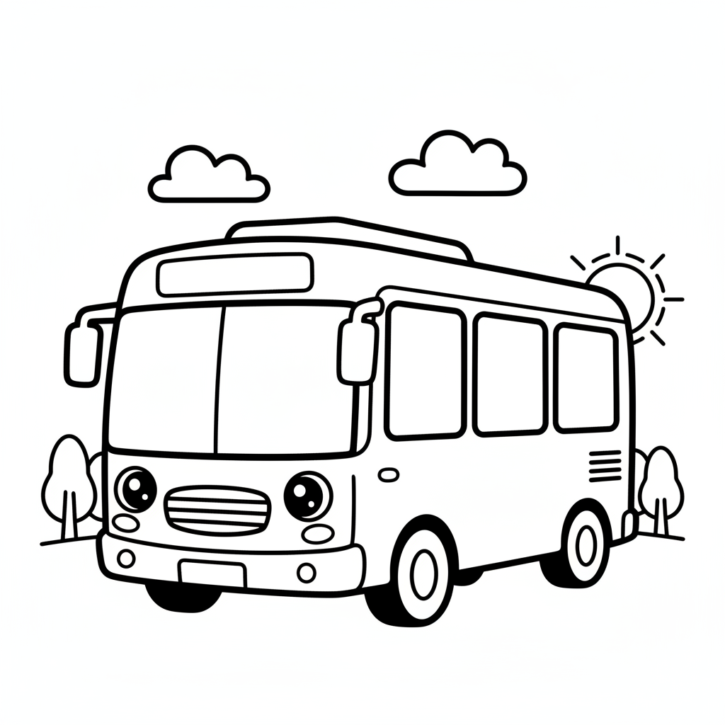 Bus coloring page for everyone - Realistic style