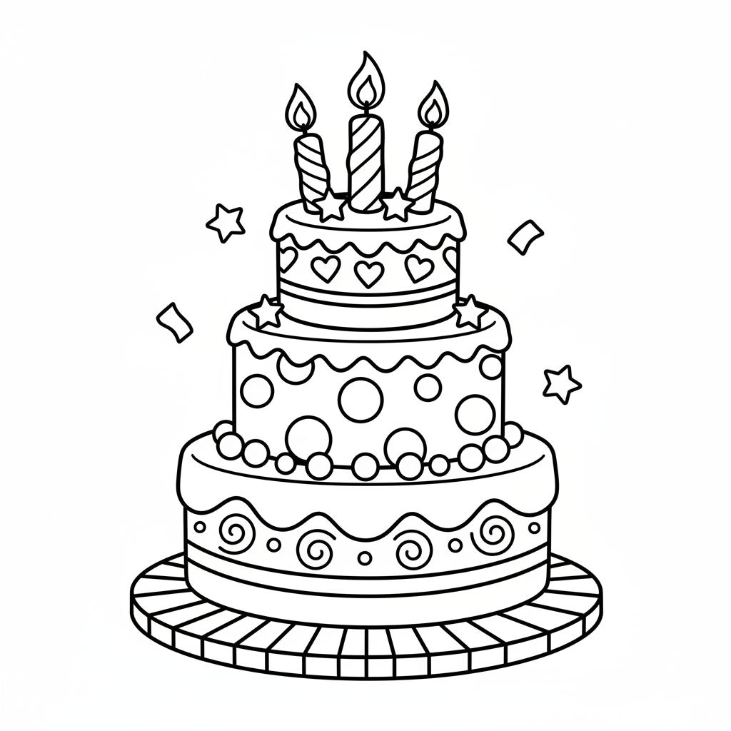 Cake coloring page for everyone - Realistic style
