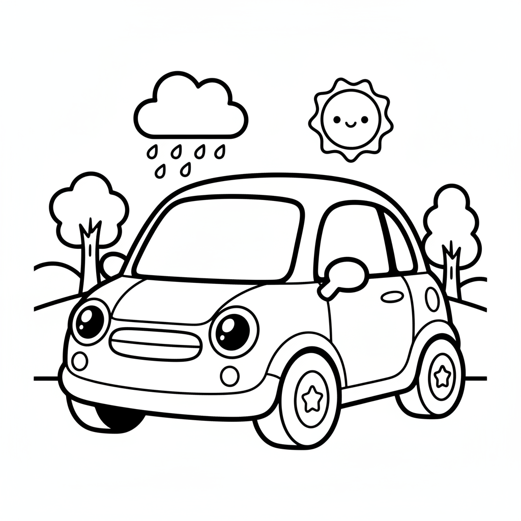 Car coloring page for everyone - Realistic style