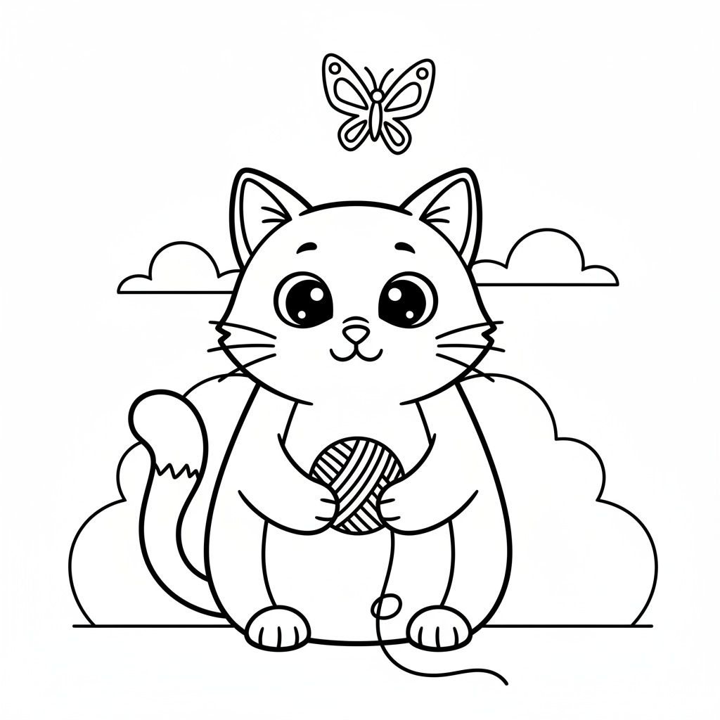 Cat coloring page for everyone - Realistic style