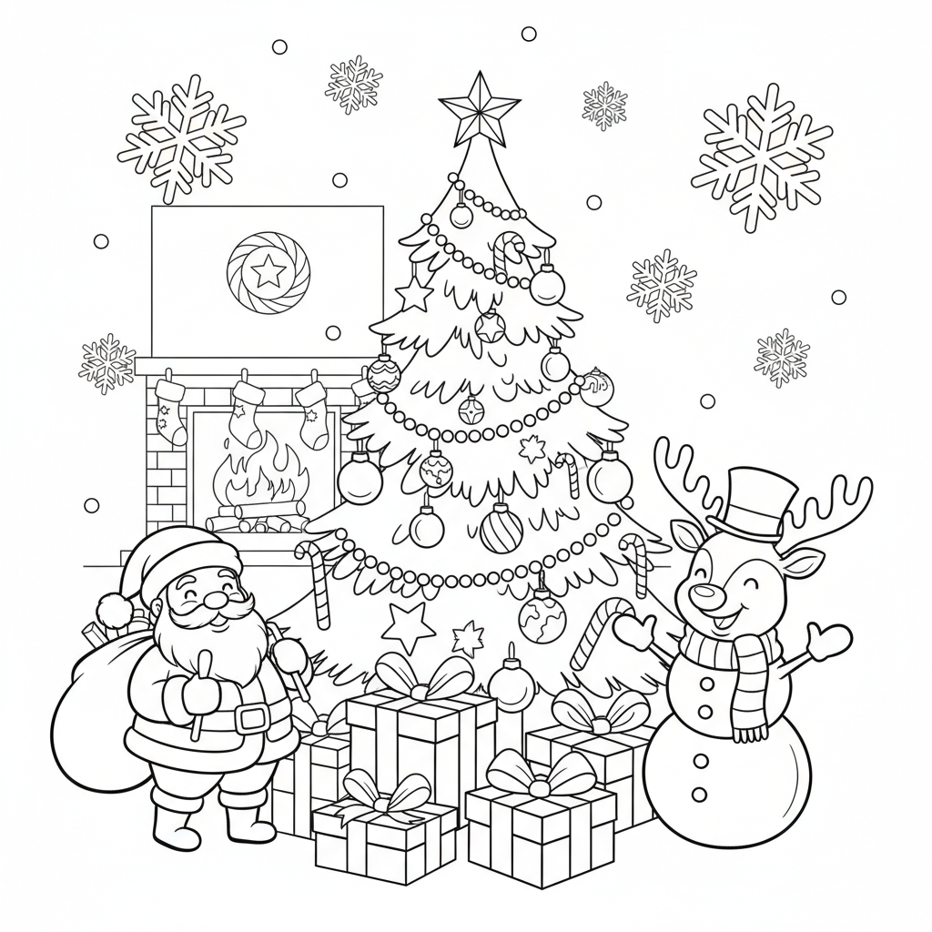 Christmas coloring page for everyone - Realistic style