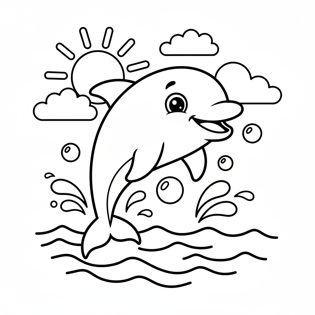Dolphin coloring page for everyone - Realistic style