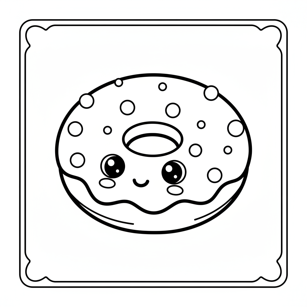Donut coloring page for everyone - Realistic style
