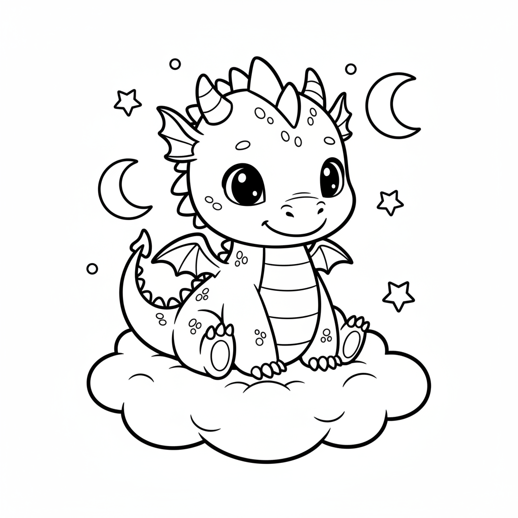 Dragon coloring page for everyone - Realistic style