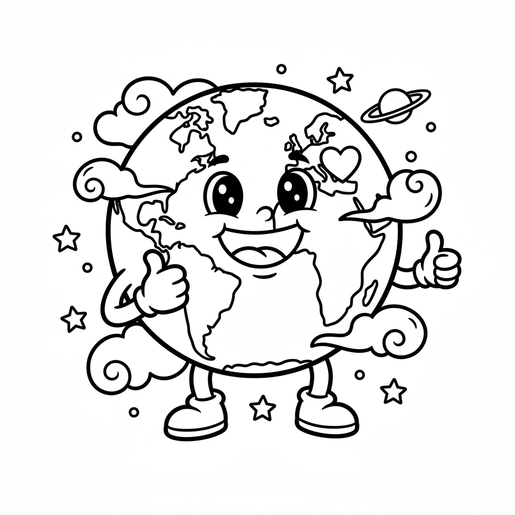 Earth coloring page for everyone - Realistic style