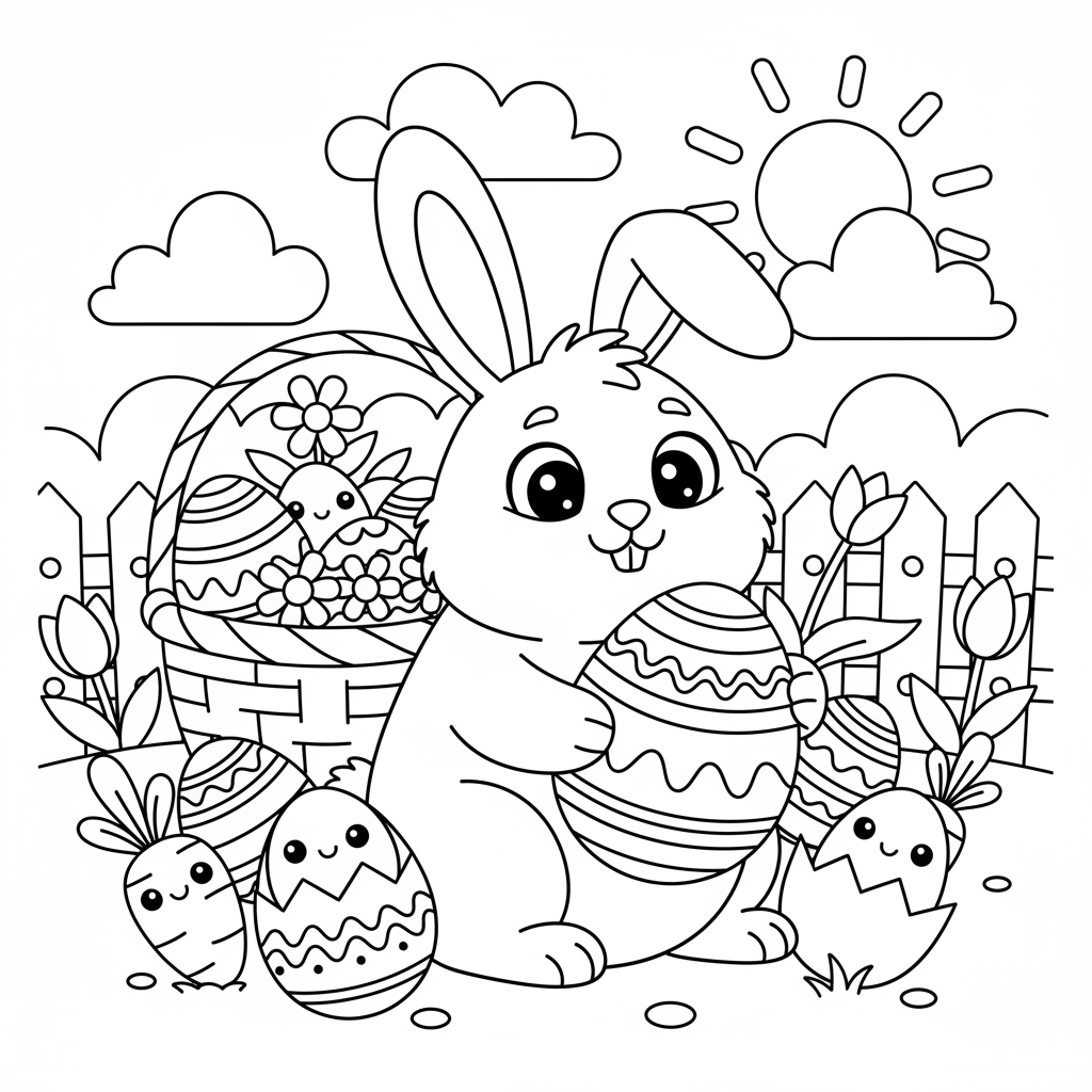 Easter coloring page for everyone - Realistic style