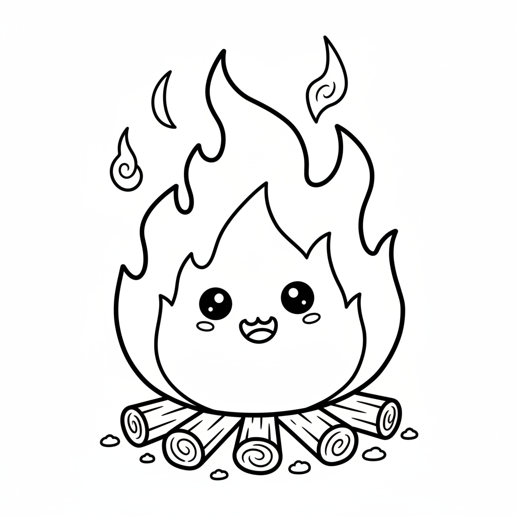 Fire coloring page for everyone - Realistic style