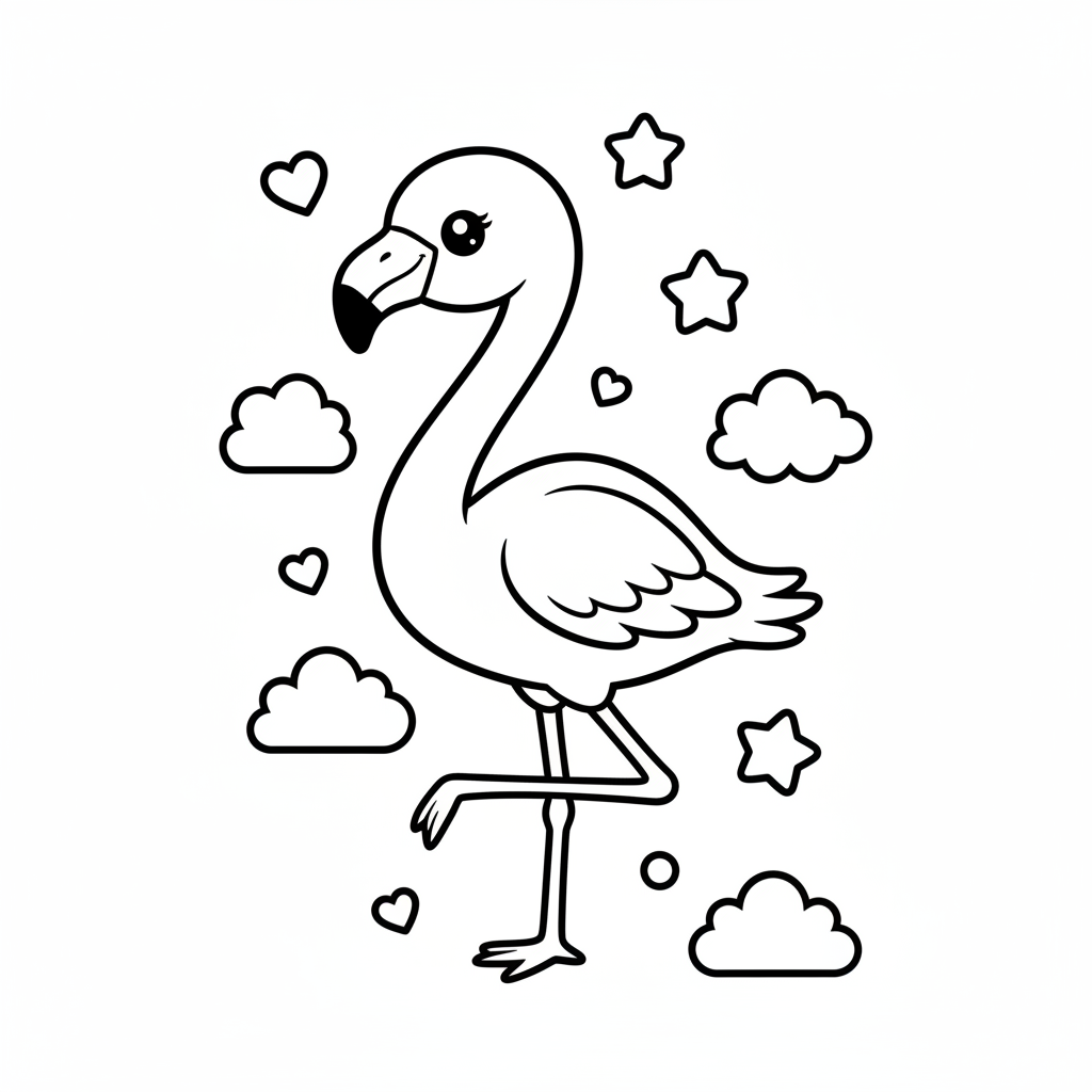 Flamingo coloring page for everyone - Realistic style