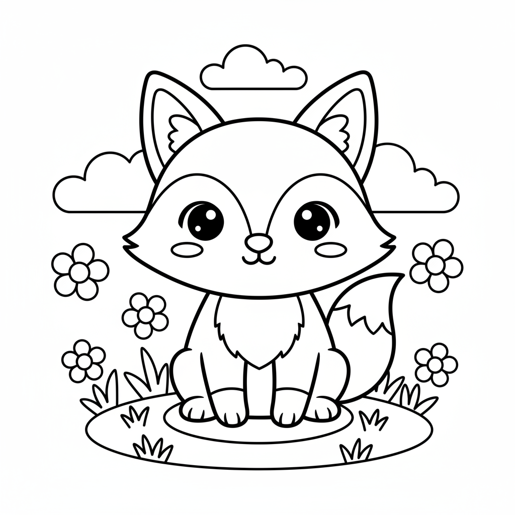 Fox coloring page for everyone - Realistic style