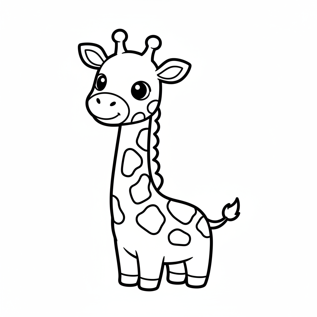 Giraffe coloring page for everyone - Realistic style