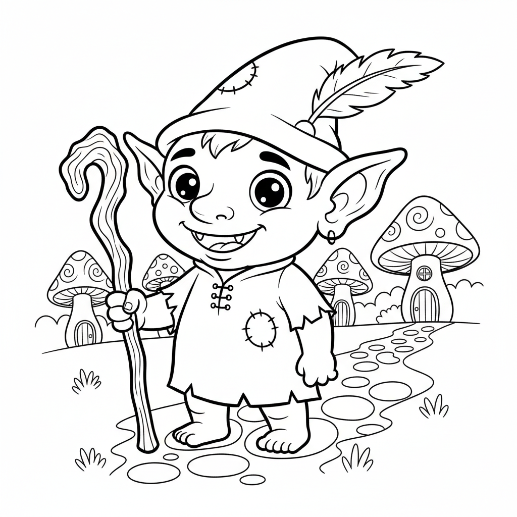 Goblin coloring page for everyone - Realistic style