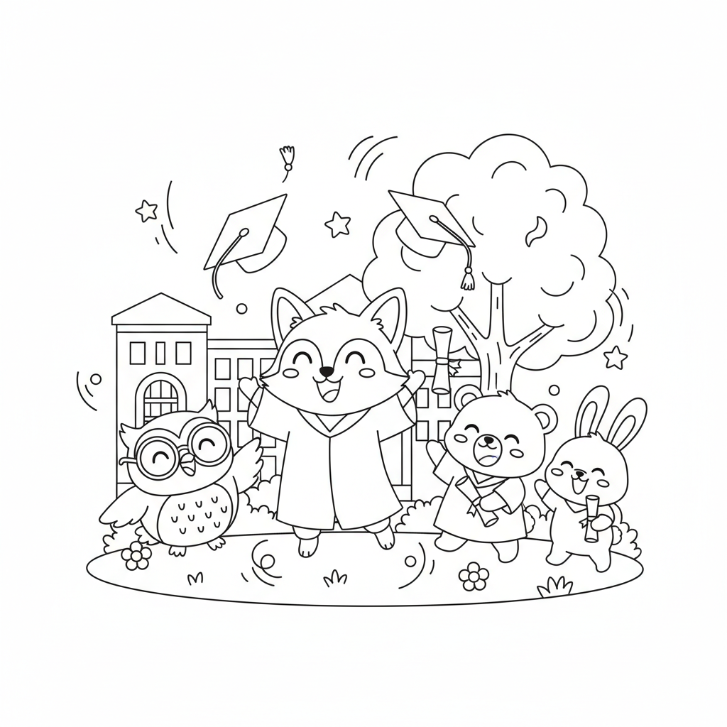 Graduation coloring page for everyone - Realistic style