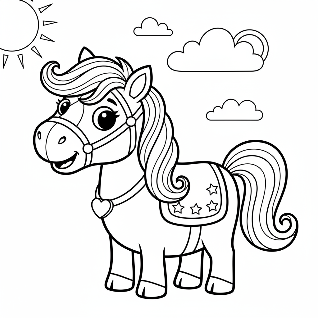 Horse coloring page for everyone - Realistic style