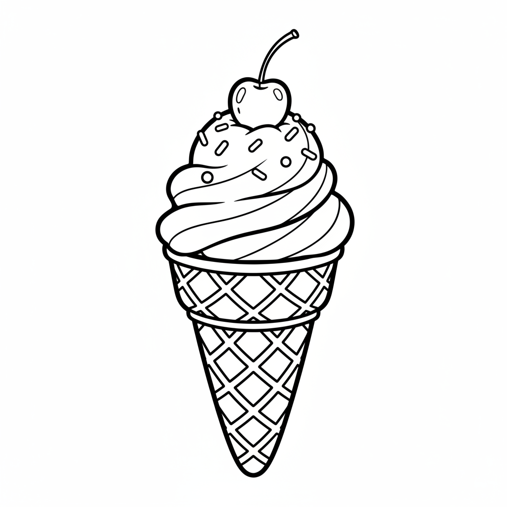 Ice Cream coloring page for everyone - Realistic style