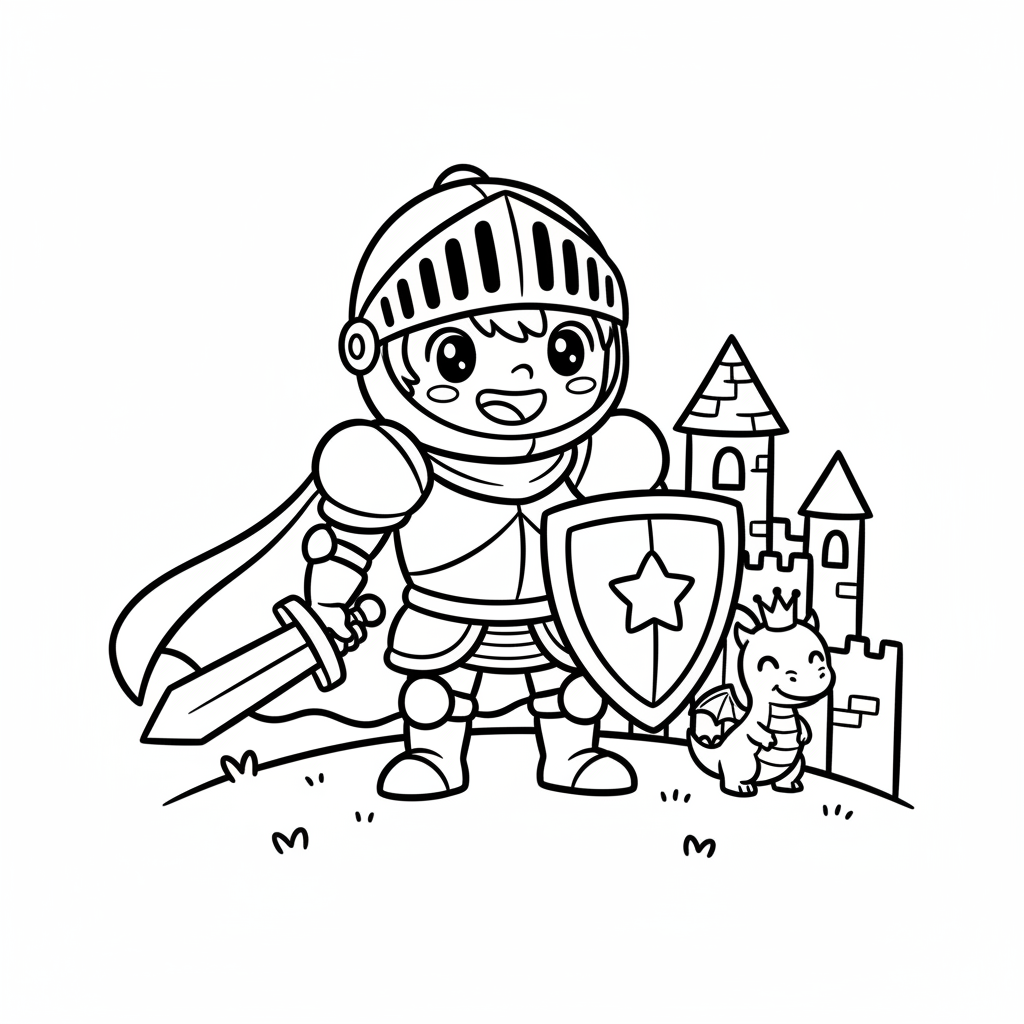 Knight coloring page for everyone - Realistic style