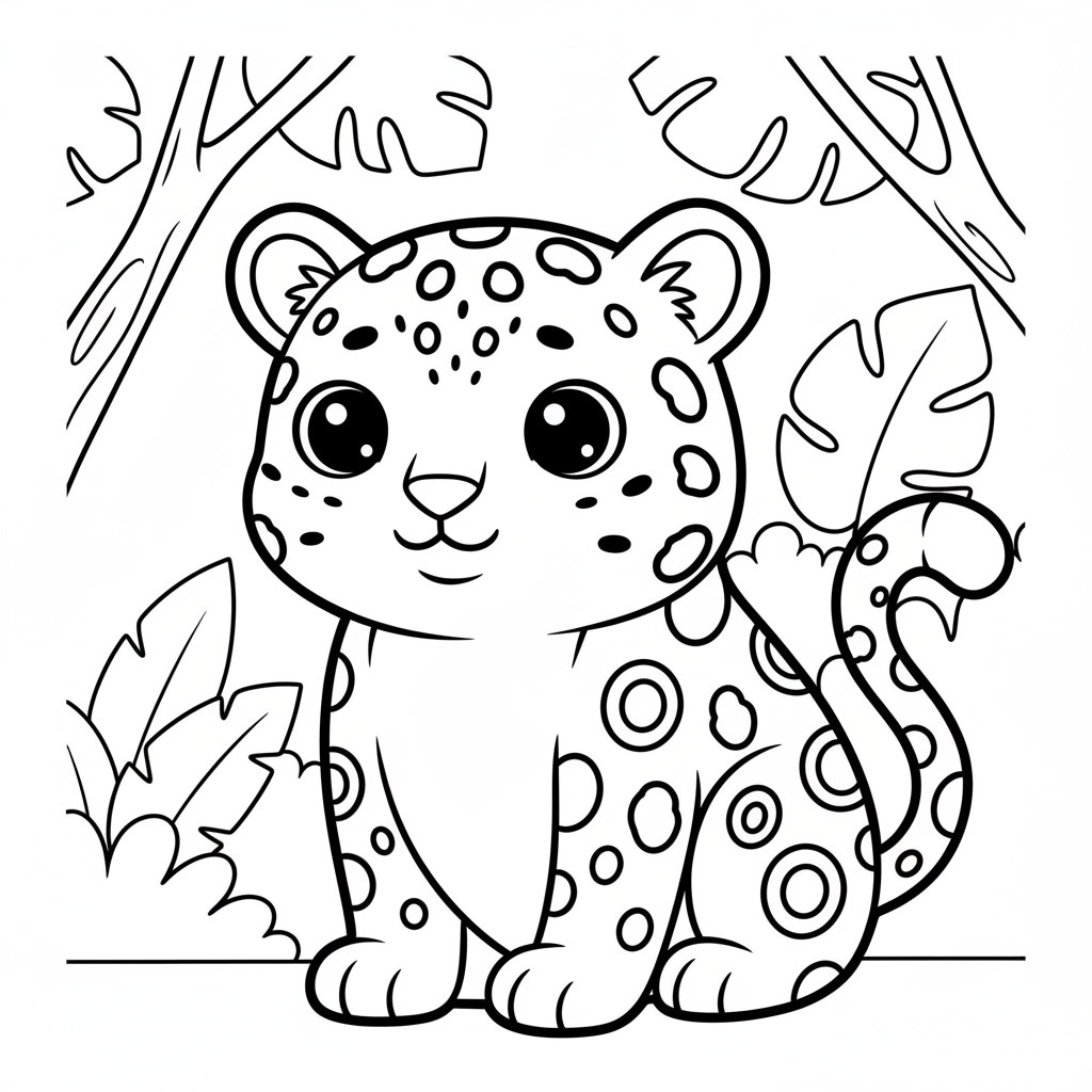 Leopard coloring page for everyone - Realistic style
