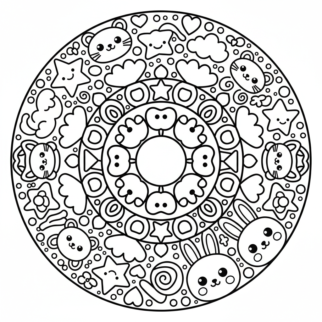 Mandala coloring page for everyone - Realistic style