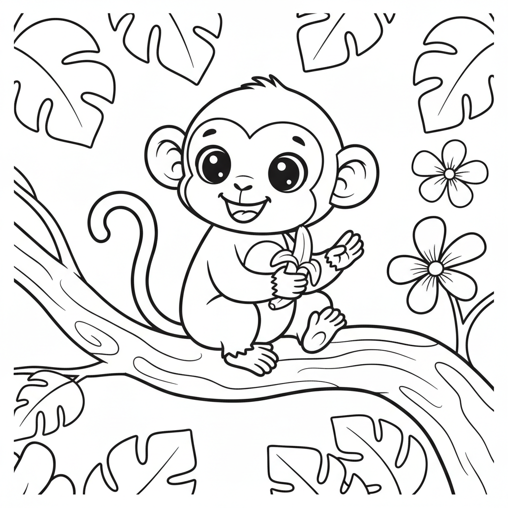 Monkey coloring page for everyone - Realistic style