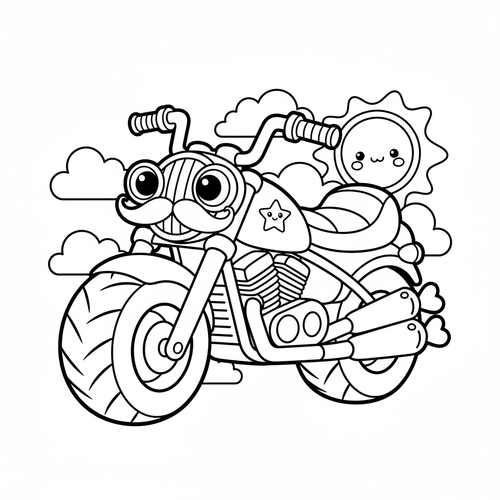 Motorcycle coloring page for everyone - Realistic style