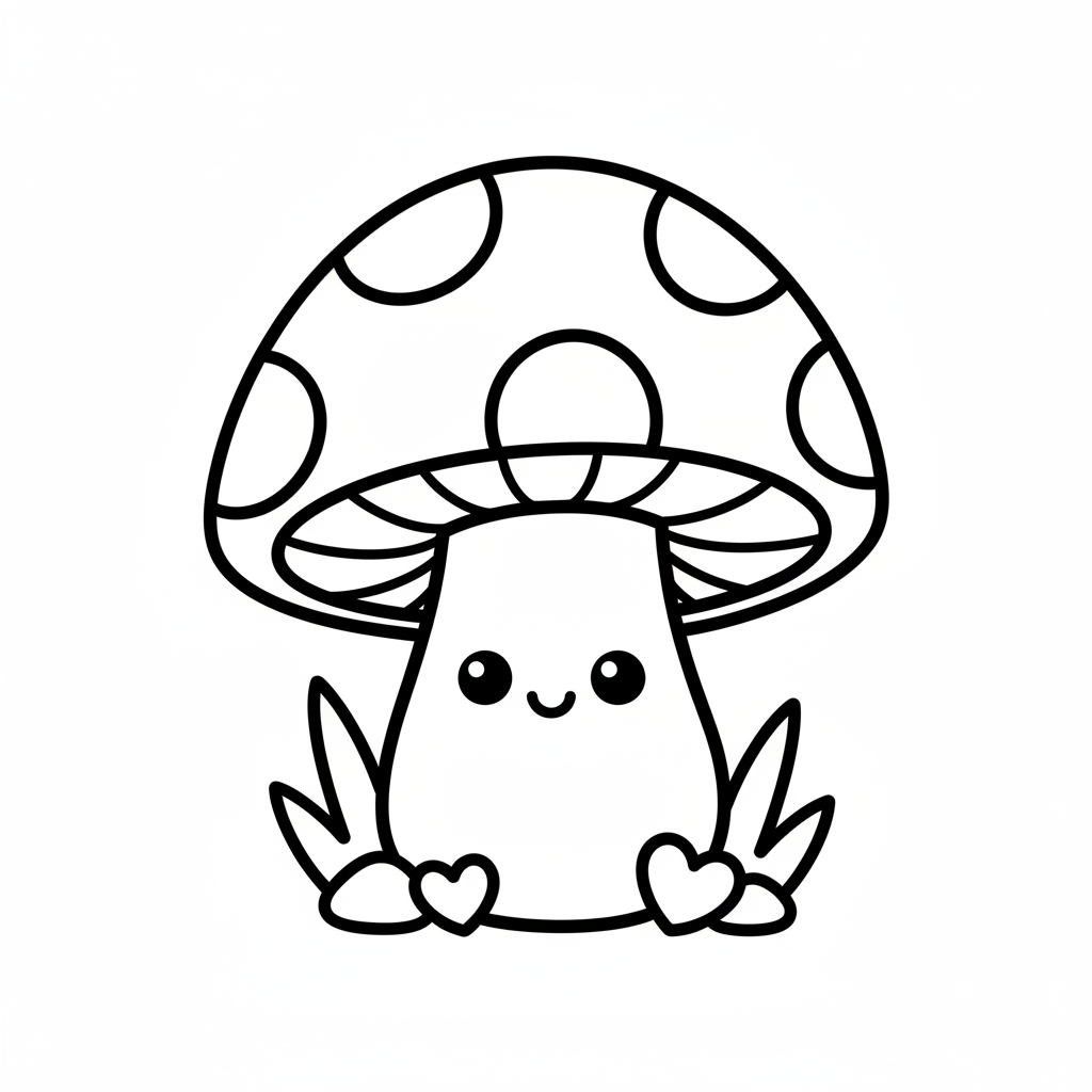 Mushroom coloring page for everyone - Realistic style