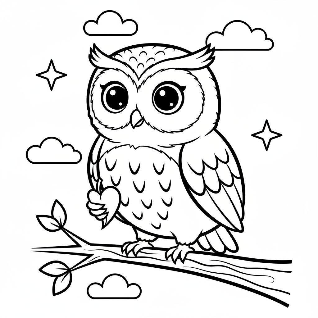 Owl coloring page for everyone - Realistic style