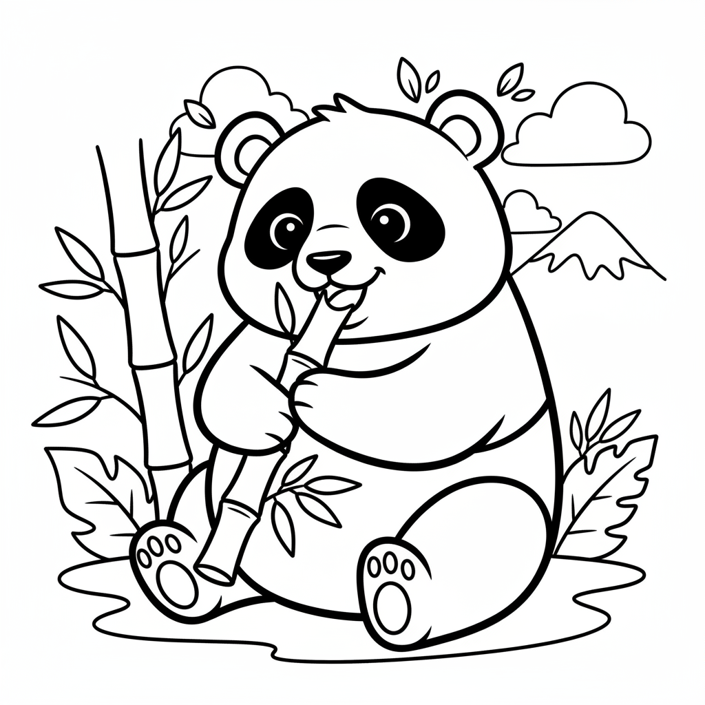 Panda coloring page for everyone - Realistic style