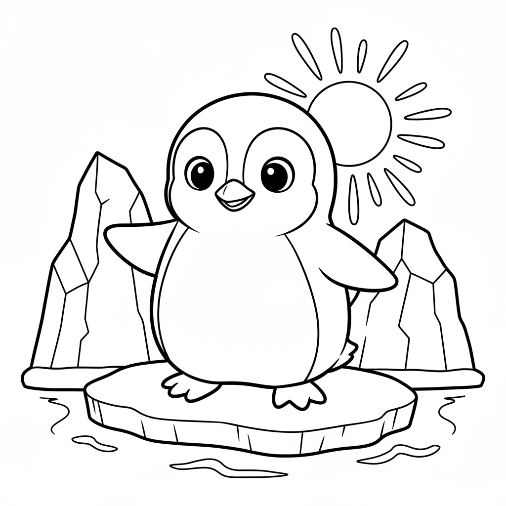 Penguin coloring page for everyone - Realistic style