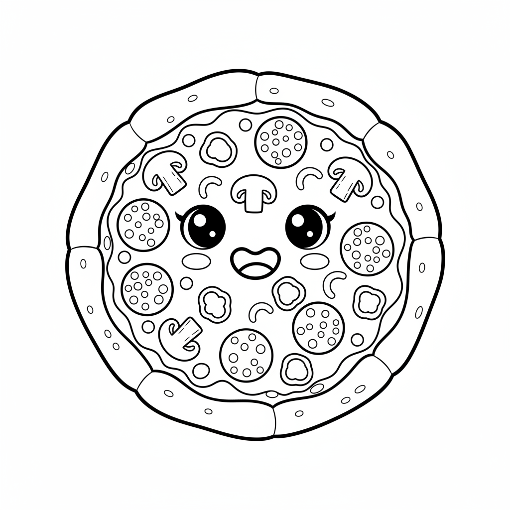 Pizza coloring page for everyone - Realistic style
