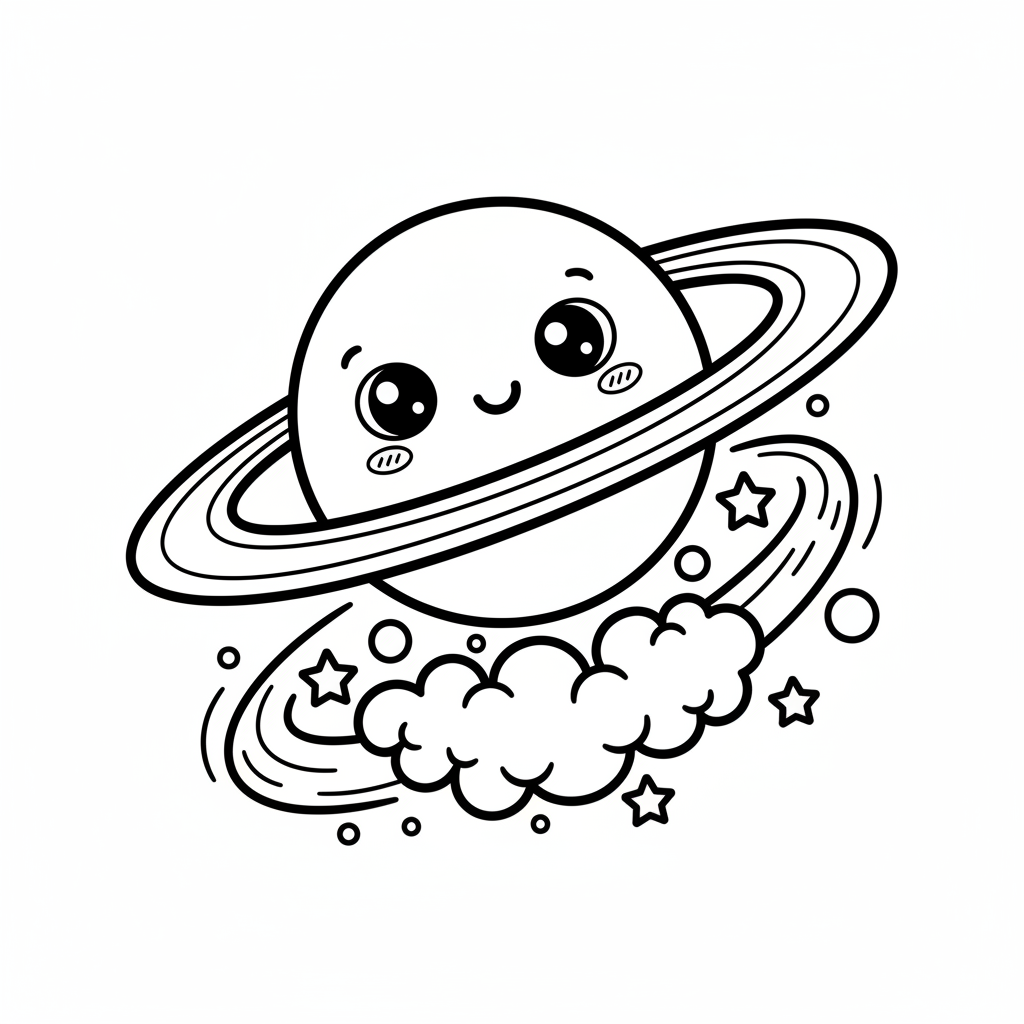 Planet coloring page for everyone - Realistic style