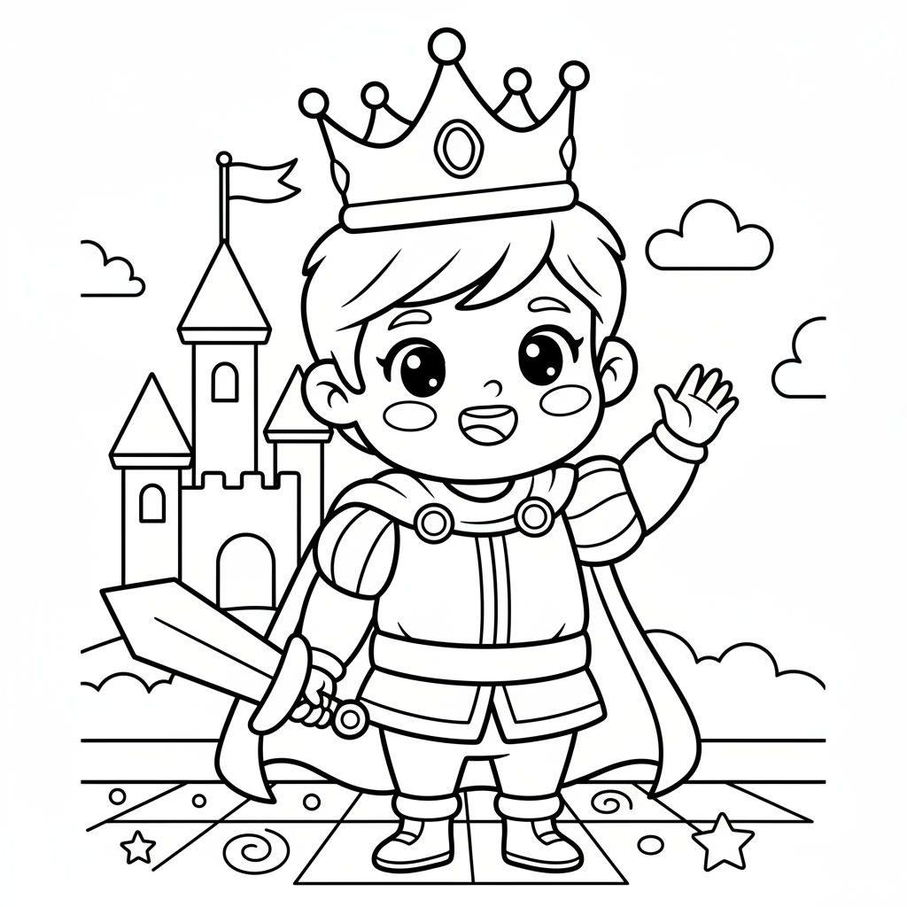 Prince coloring page for everyone - Realistic style
