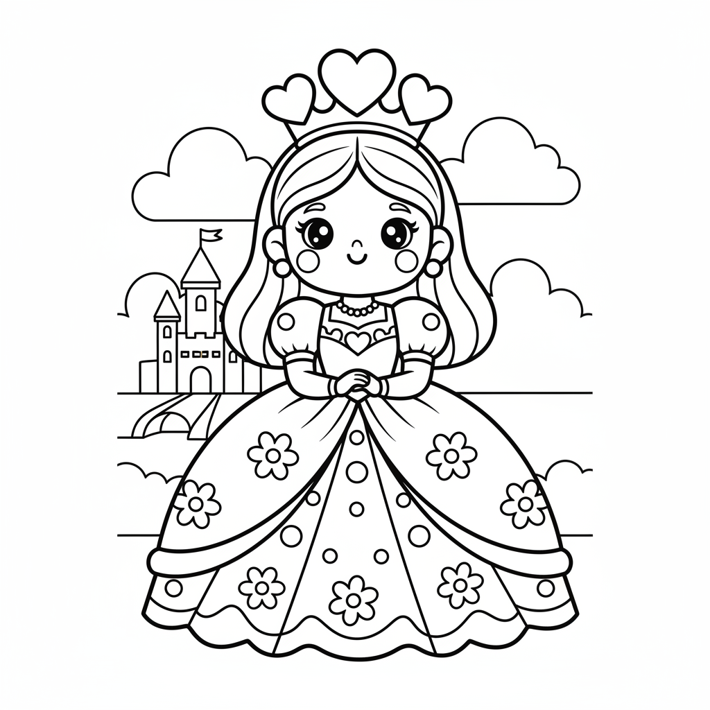 Queen coloring page for everyone - Realistic style