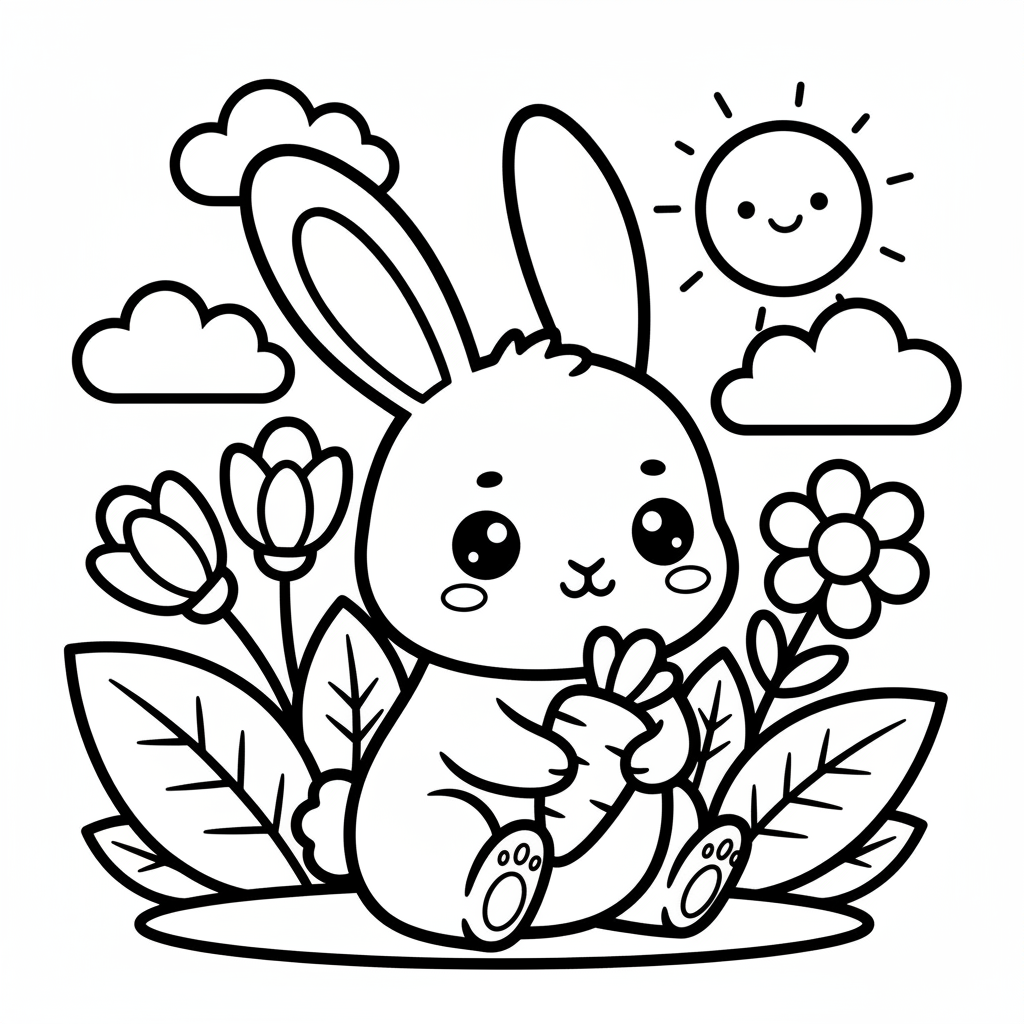 Rabbit coloring page for everyone - Realistic style