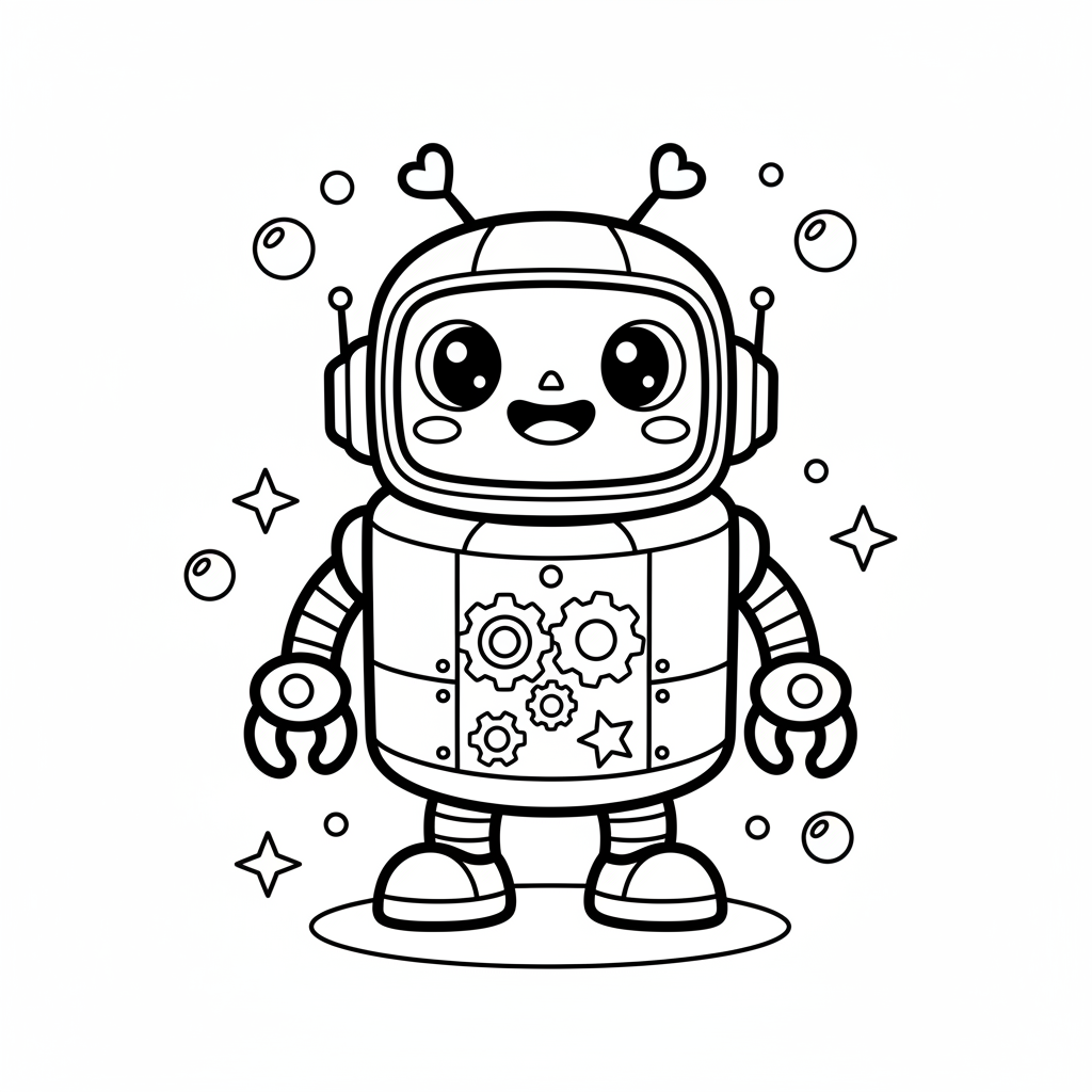 Robot coloring page for everyone - Realistic style