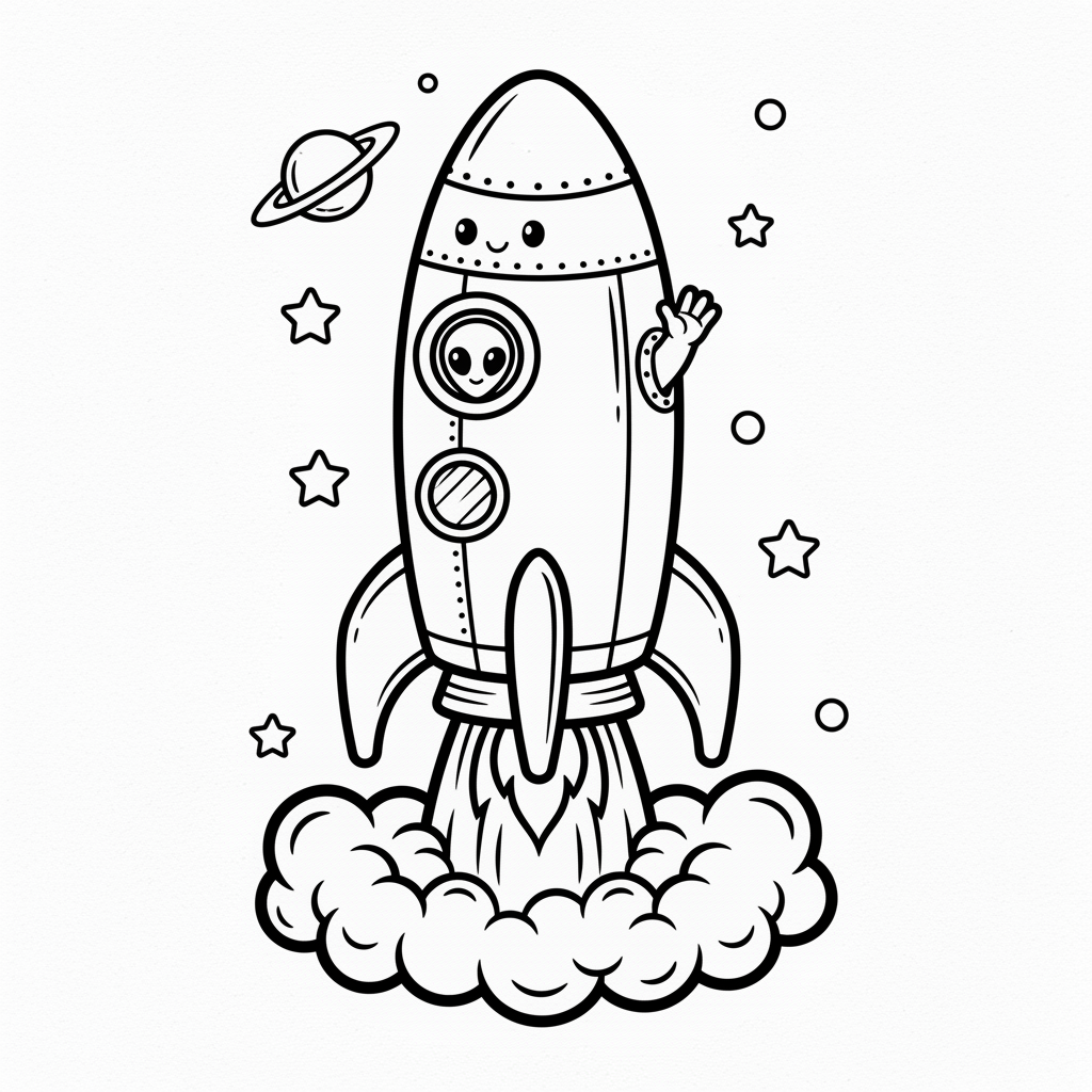 Rocket coloring page for everyone - Realistic style
