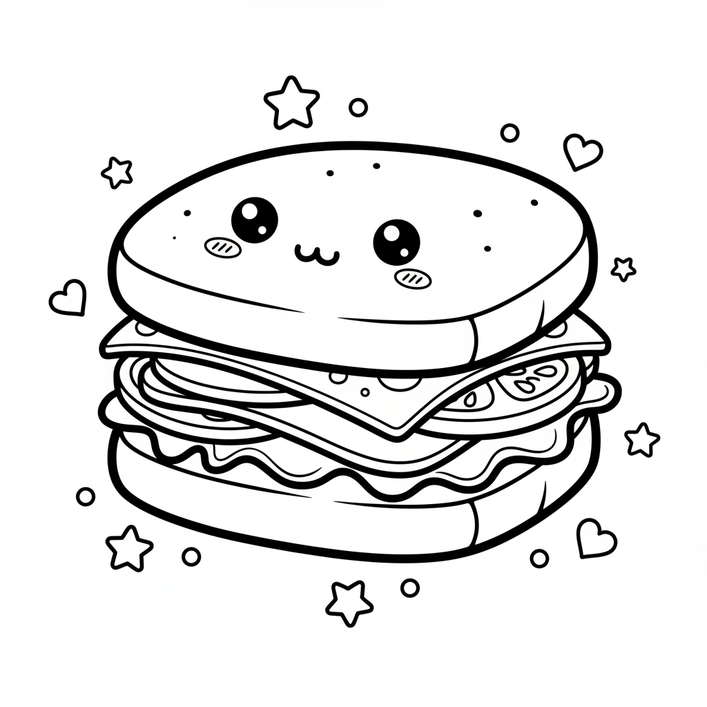 Sandwich coloring page for everyone - Realistic style