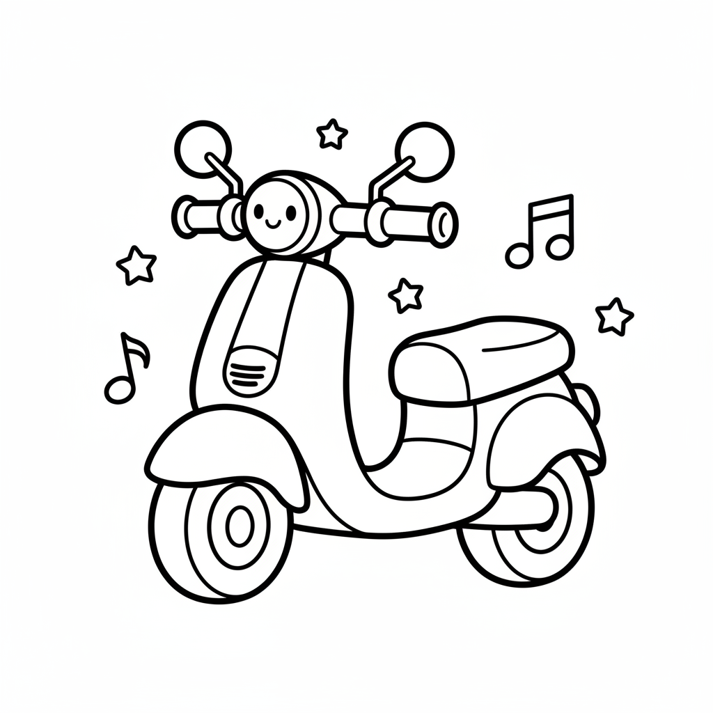 Scooter coloring page for everyone - Realistic style