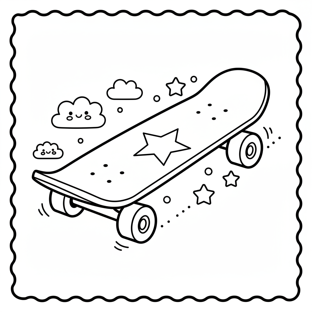 Skateboard coloring page for everyone - Realistic style