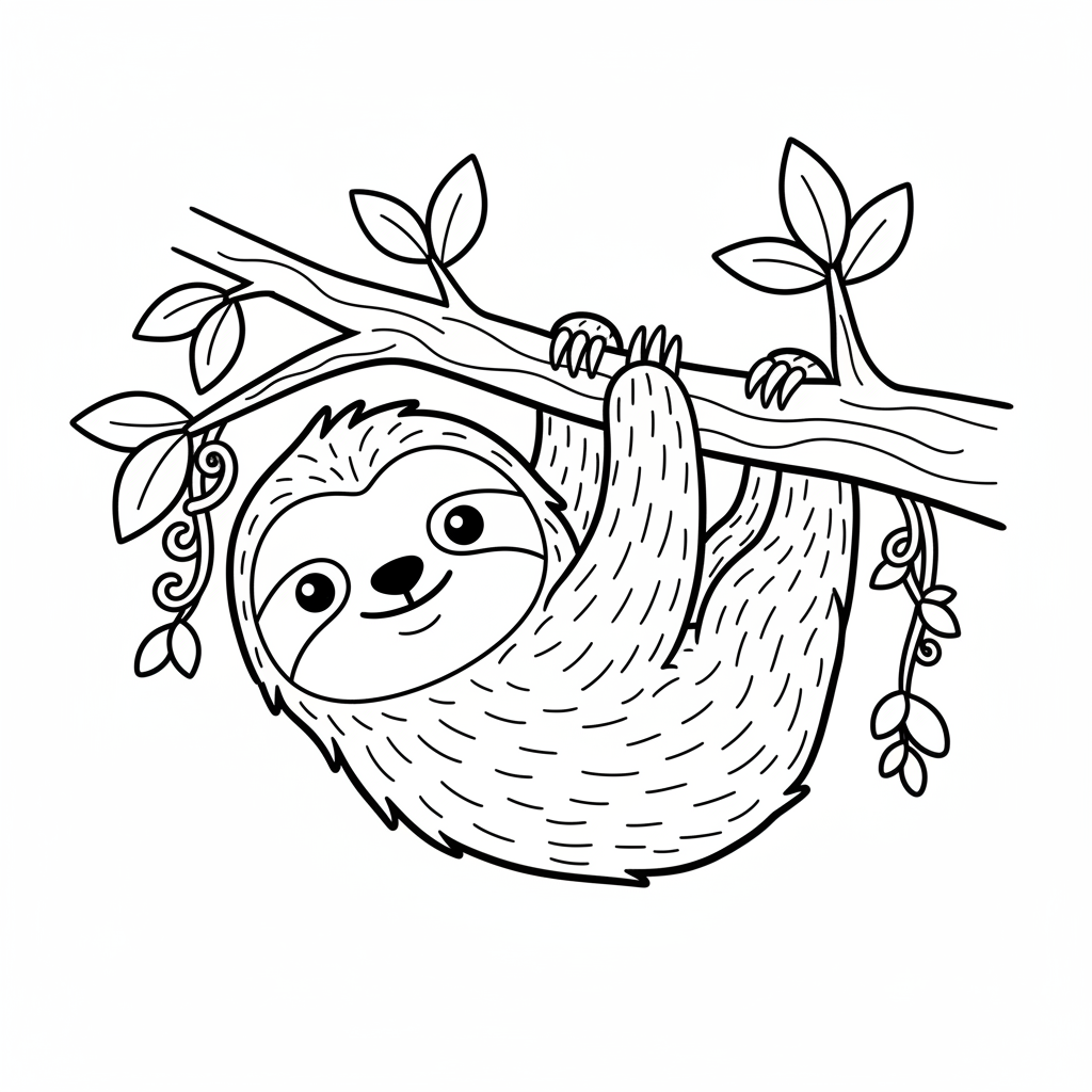 Sloth coloring page for everyone - Realistic style