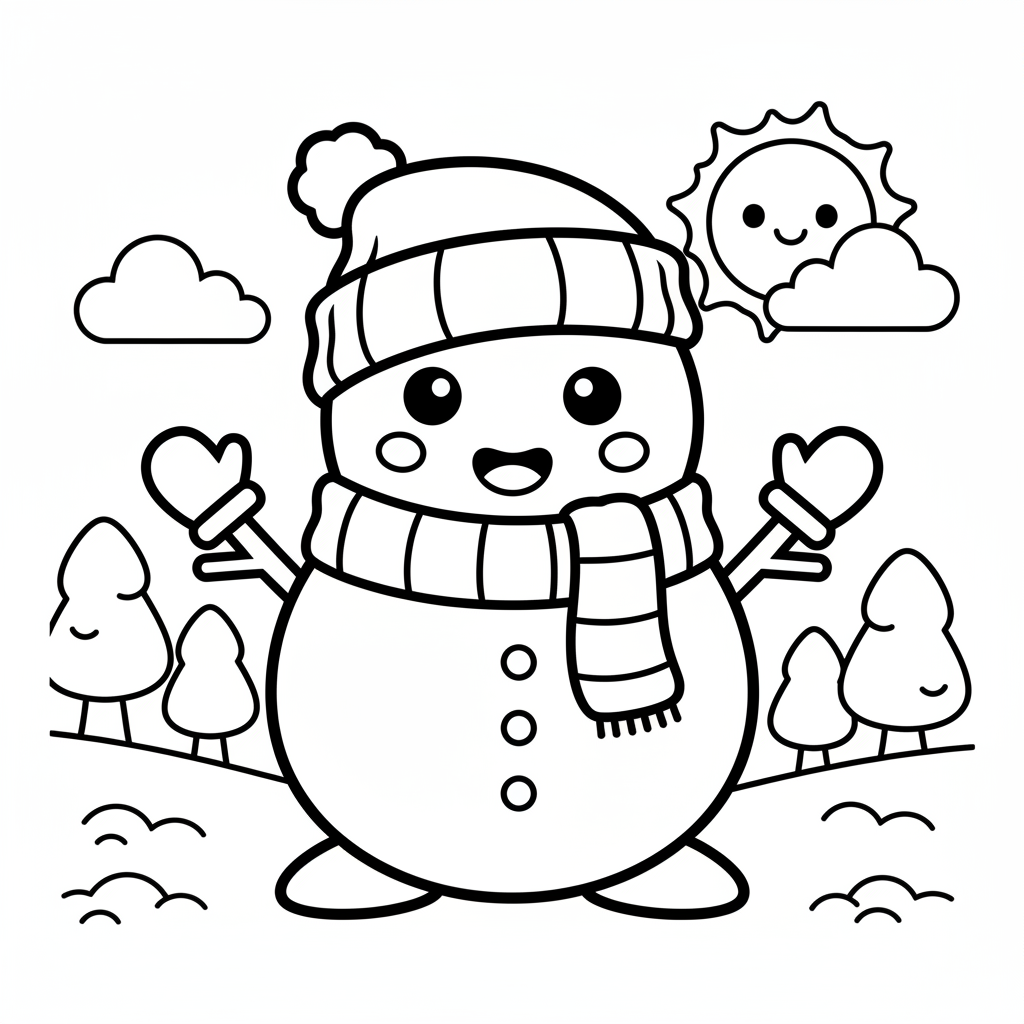 Snow coloring page for everyone - Realistic style