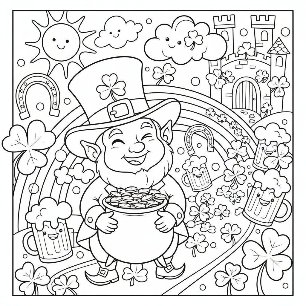 St. Patrick's Day coloring page for everyone - Realistic style
