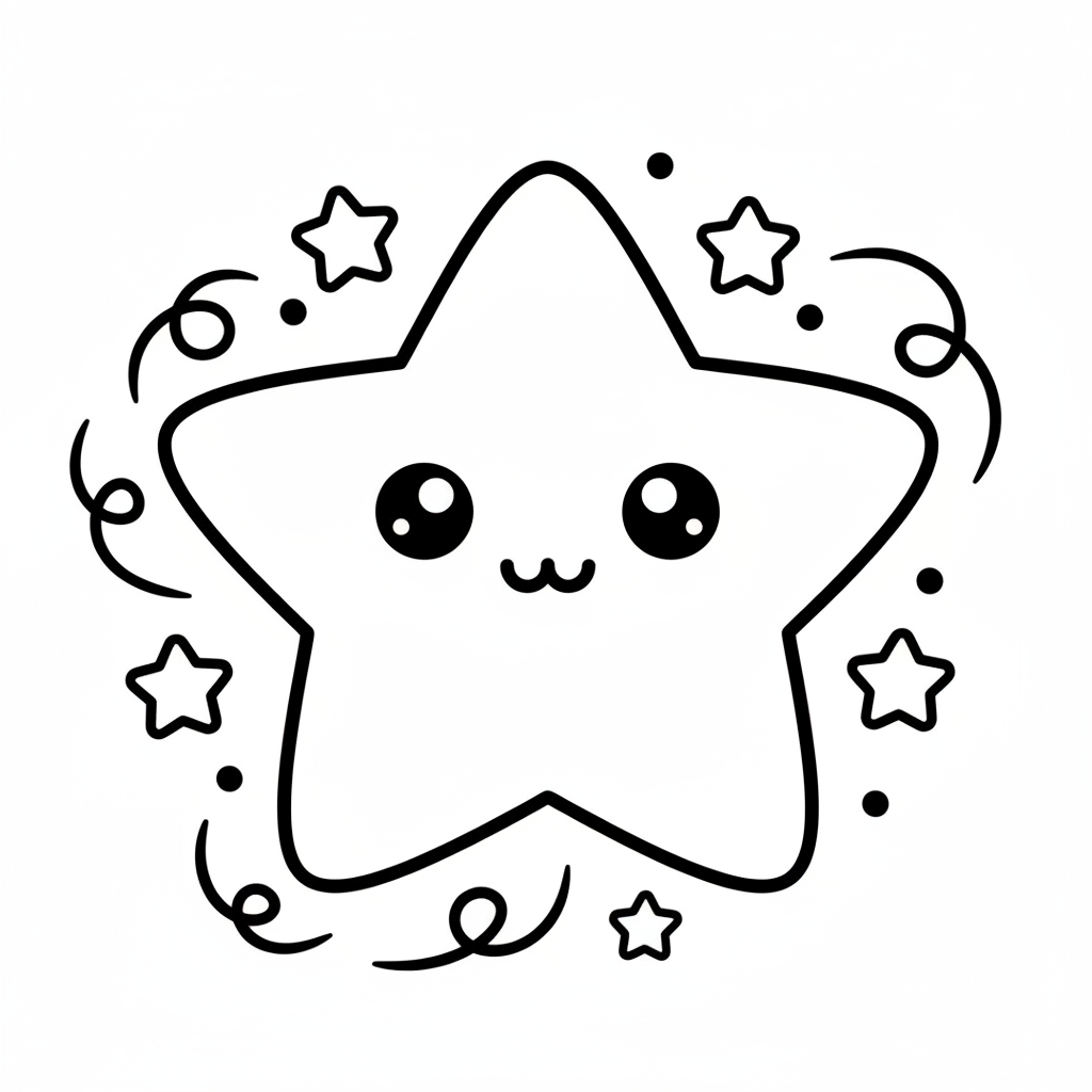 Star coloring page for everyone - Realistic style