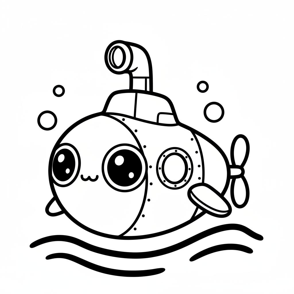 Submarine coloring page for everyone - Realistic style
