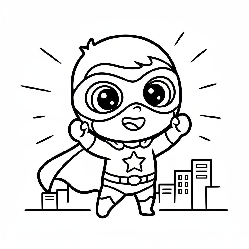 Superhero coloring page for everyone - Realistic style