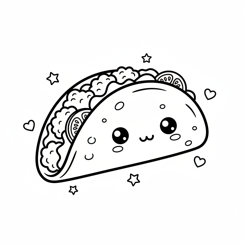 Taco coloring page for everyone - Realistic style