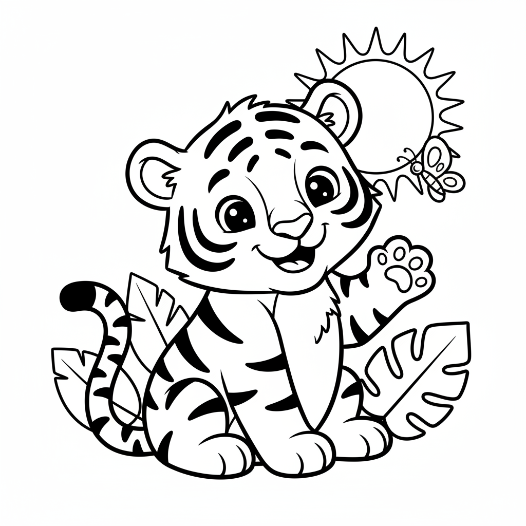 Tiger coloring page for everyone - Realistic style
