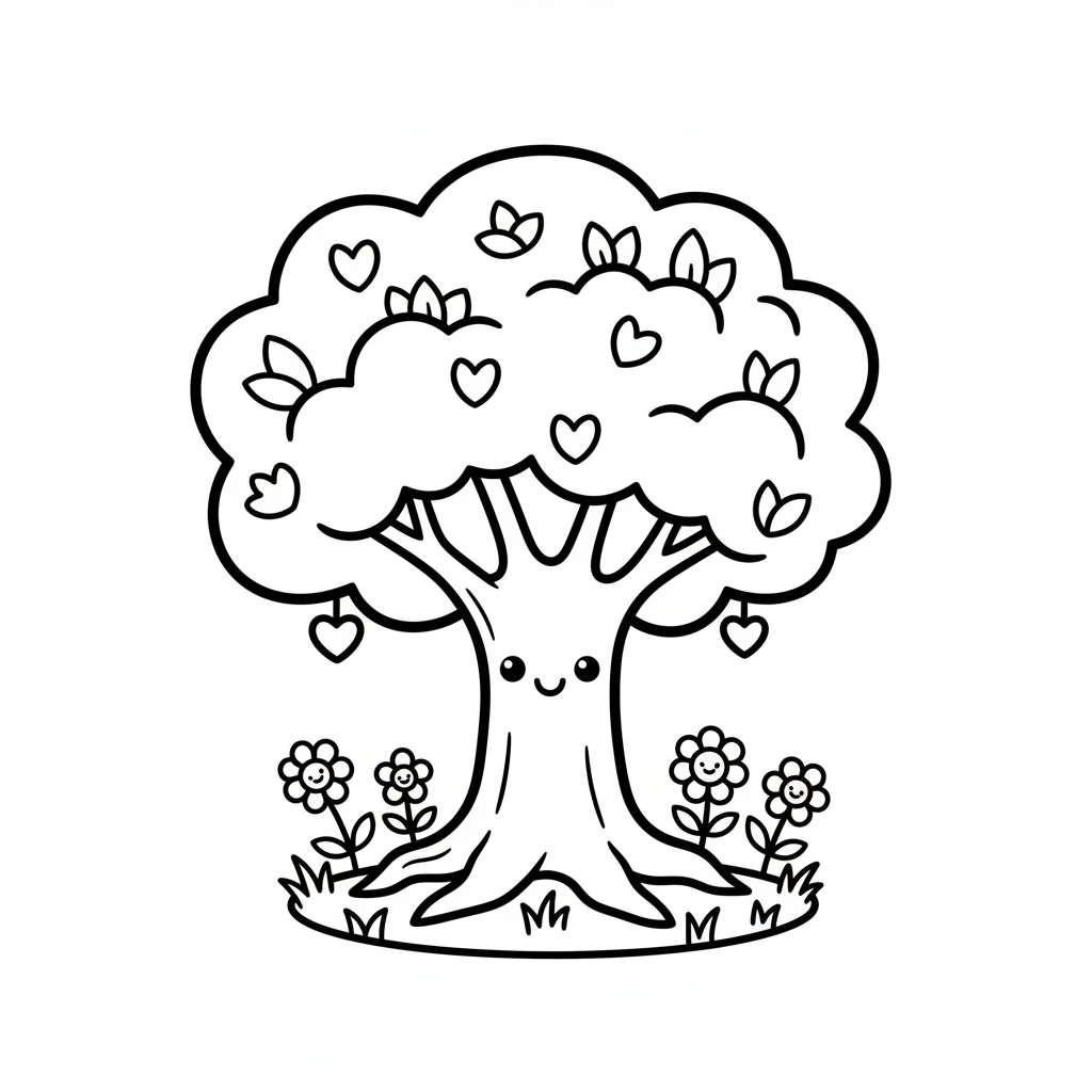 Tree coloring page for everyone - Realistic style