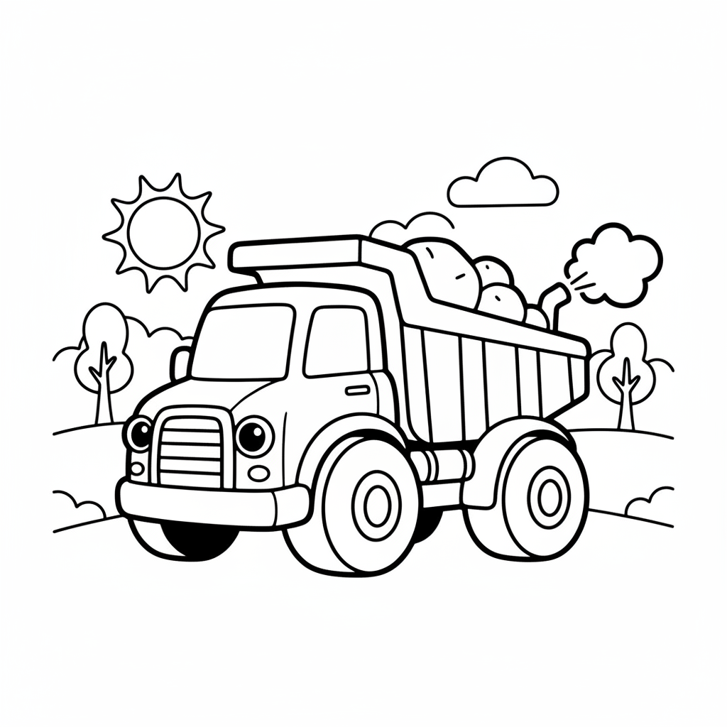 Truck coloring page for everyone - Realistic style