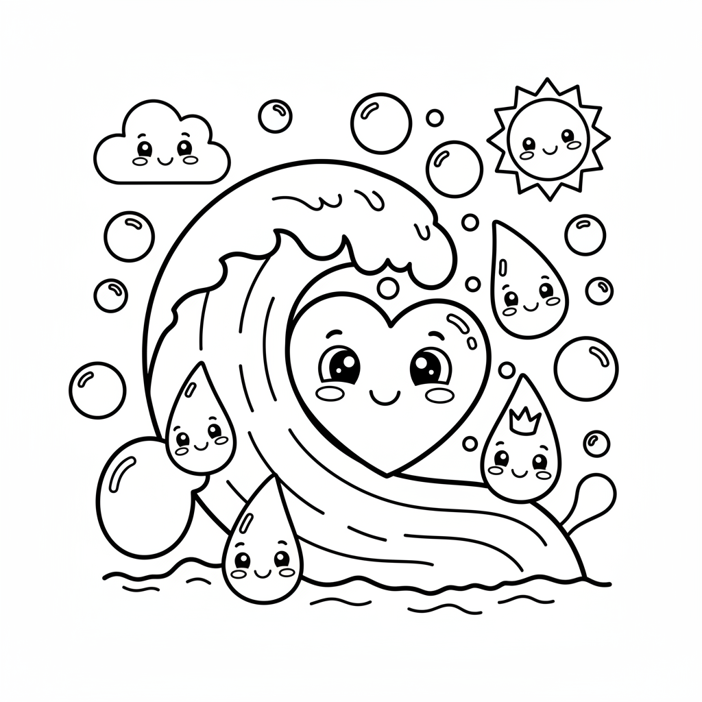 Water coloring page for everyone - Realistic style